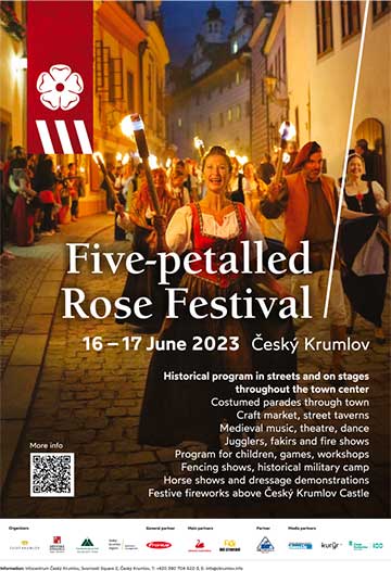 Slavnosti Slavnosti pětilisté růže 2023, plakát anglicky